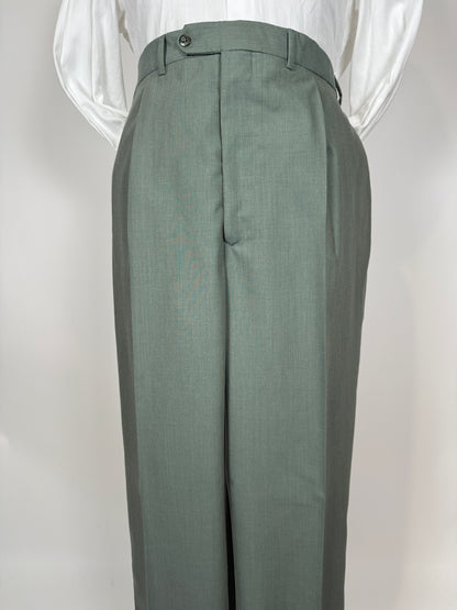 Completo anni '80 fresco lana verde menta (NOS) - tg. 54/56 drop basso