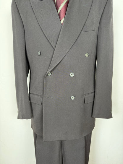 Completo doppiopetto anni ‘80 flanella verde petrolio - tg. 50/52 drop alto