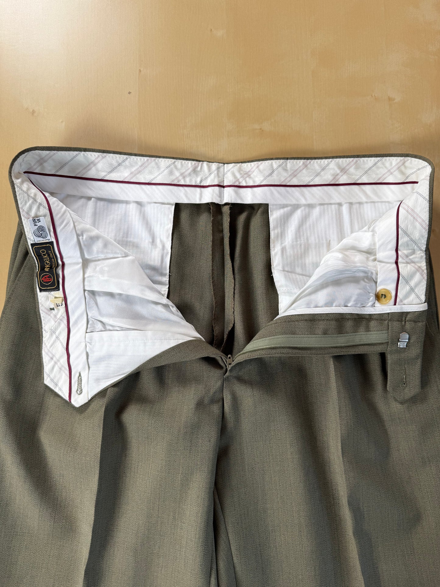 Pantaloni fresco lana verde oliva anni '80 (NOS) - tg. 50