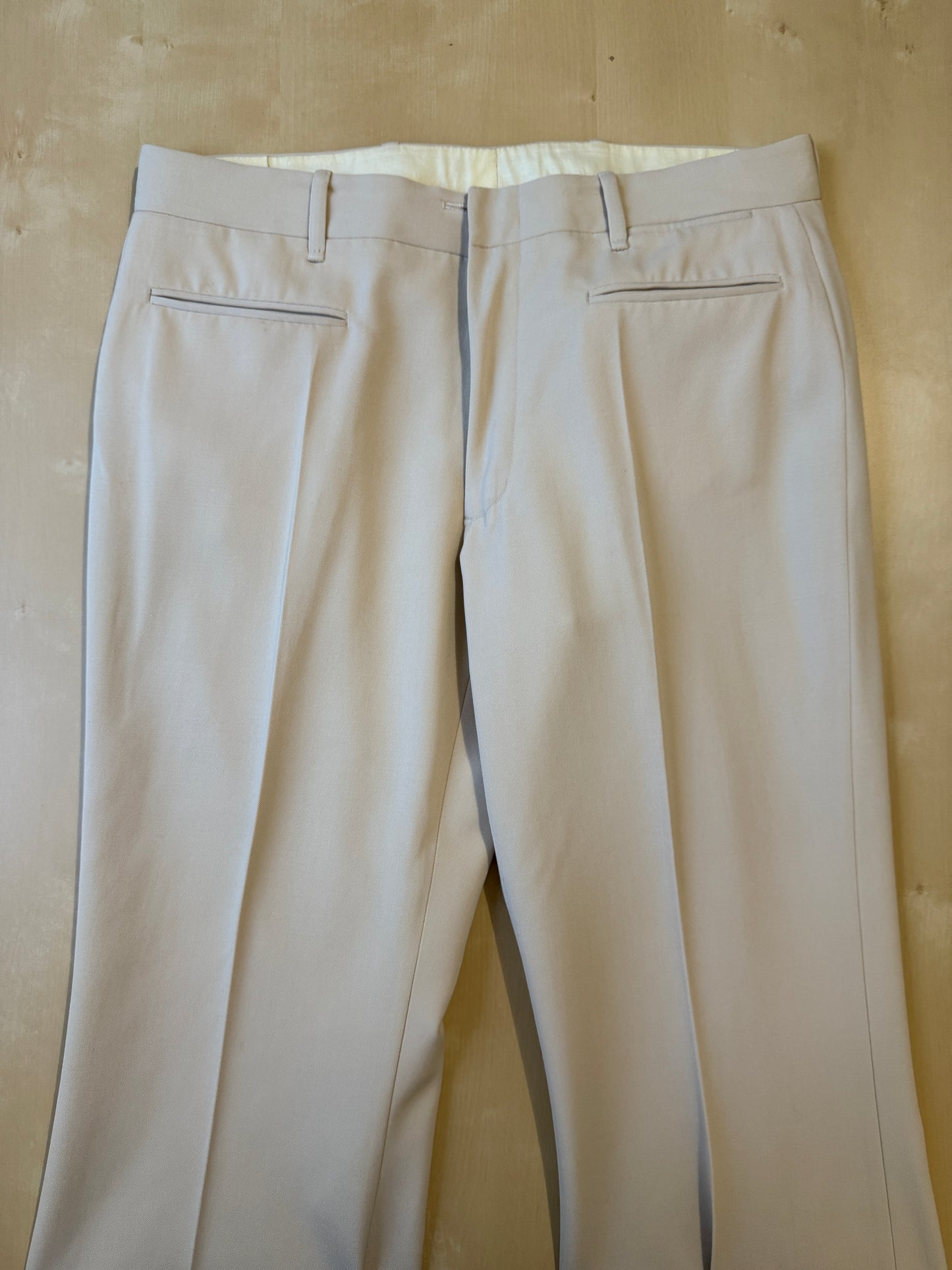 Completo sartoriale anni '70 a zampa in twill color panna - tg. 44/46