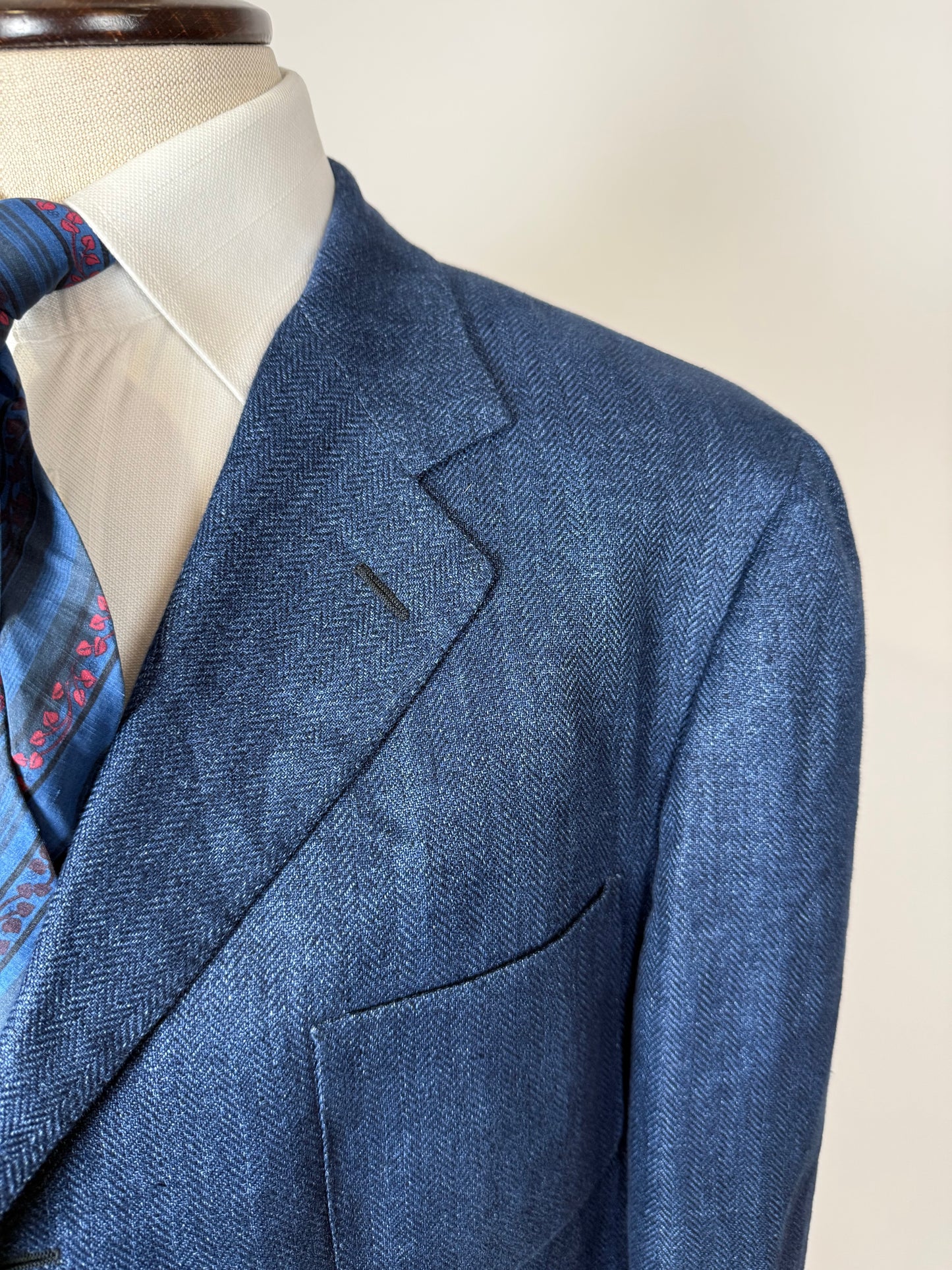 Giacca Isaia in puro lino spigato blu china - tg. 56
