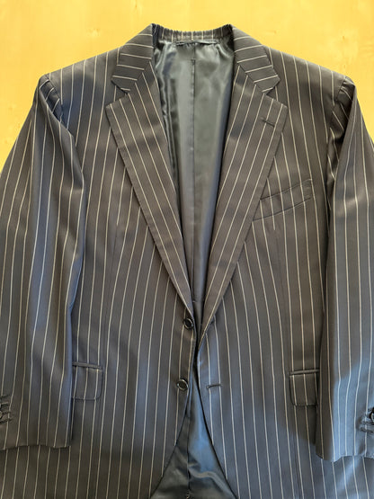 Completo sartoriale flanella pettinata blu gessato - tg. 56 drop 0-2