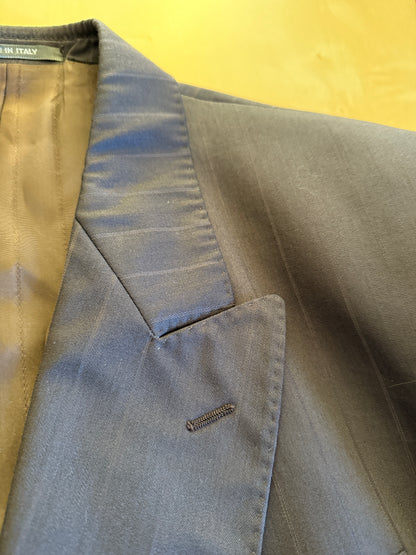 Completo doppiopetto gessato anni ‘80 marrone cacao - tg. 52