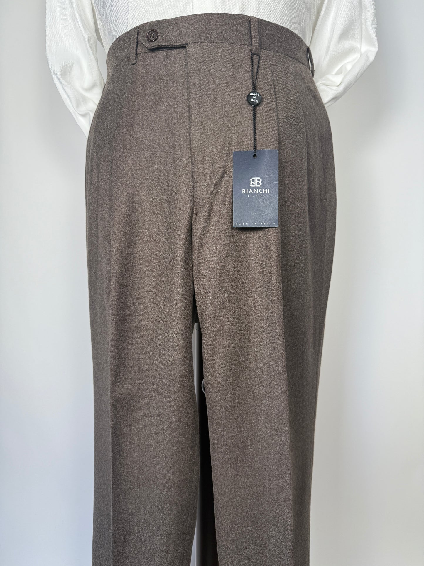 Pantaloni anni ‘90 in flanella marrone chiaro (NOS) - tg. 48/50