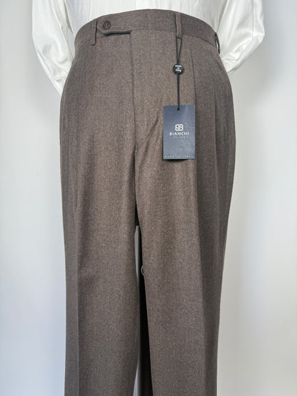 Pantaloni anni ‘90 in flanella marrone chiaro (NOS) - tg. 48/50