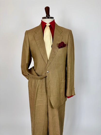 Completo anni '70 misto lino color corda - tg. 50