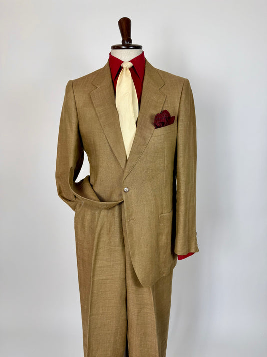 Completo anni '70 misto lino color corda - tg. 50
