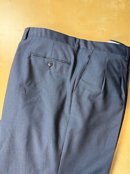 Pantaloni anni '80 fresco lana blu righe tono su tono - tg. 56