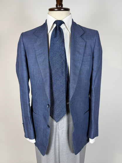 Giacca anni '70 in lino blu - tg. 44
