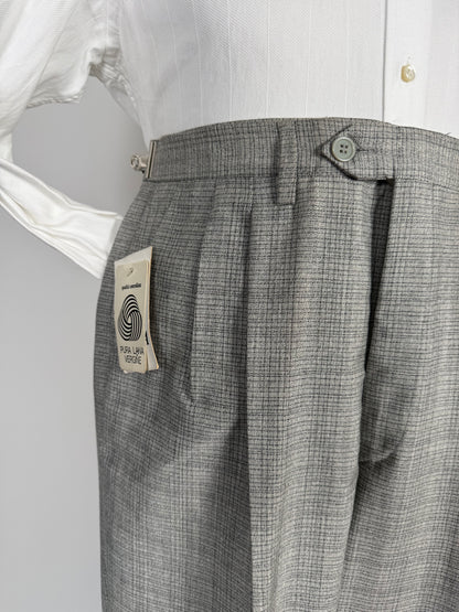 Pantaloni fresco lana grigio Glen check anni '80 (NOS) - tg. 48/50