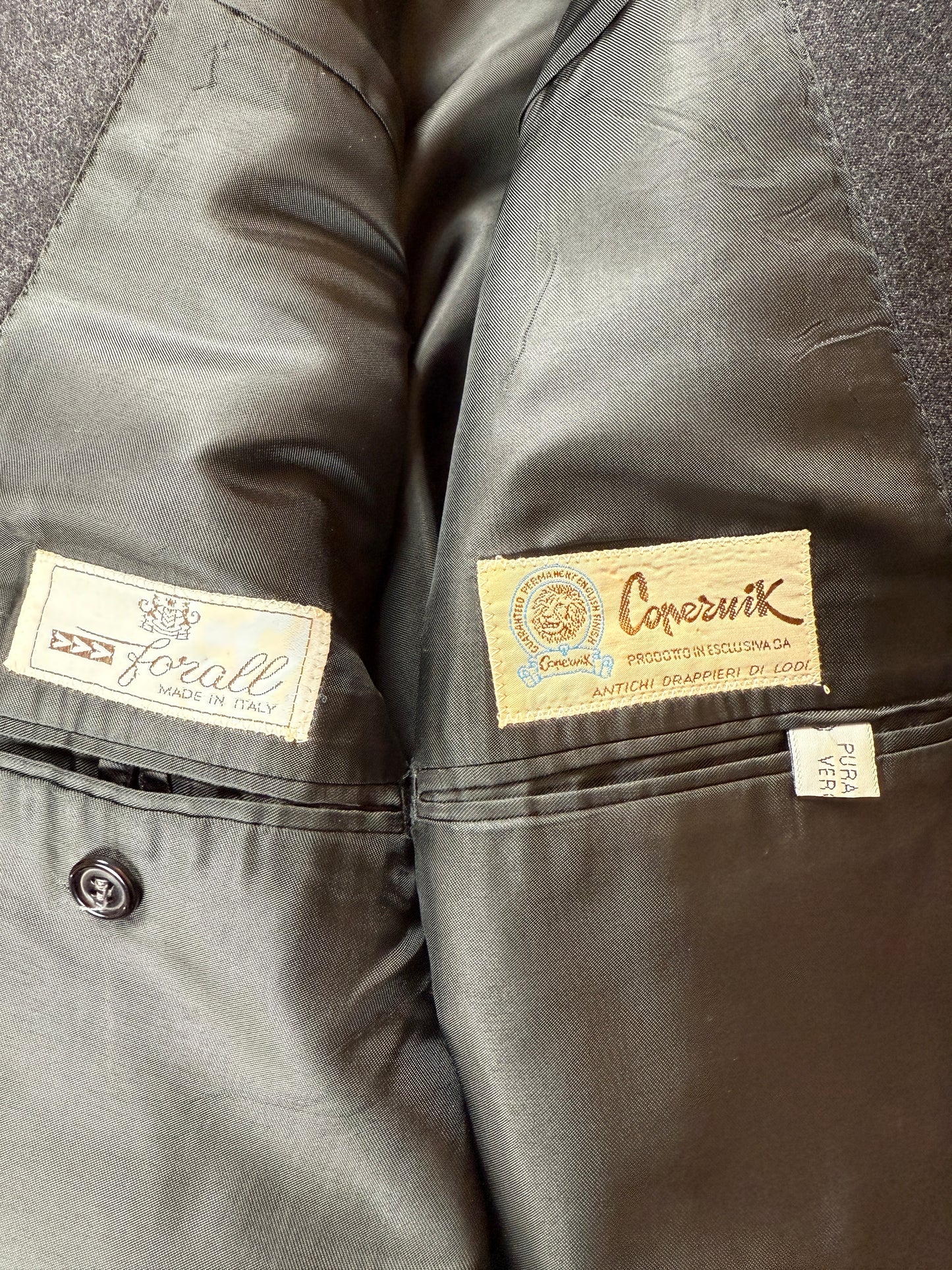 Completo doppiopetto anni ‘70/‘80 flanella antracite - tg. 52