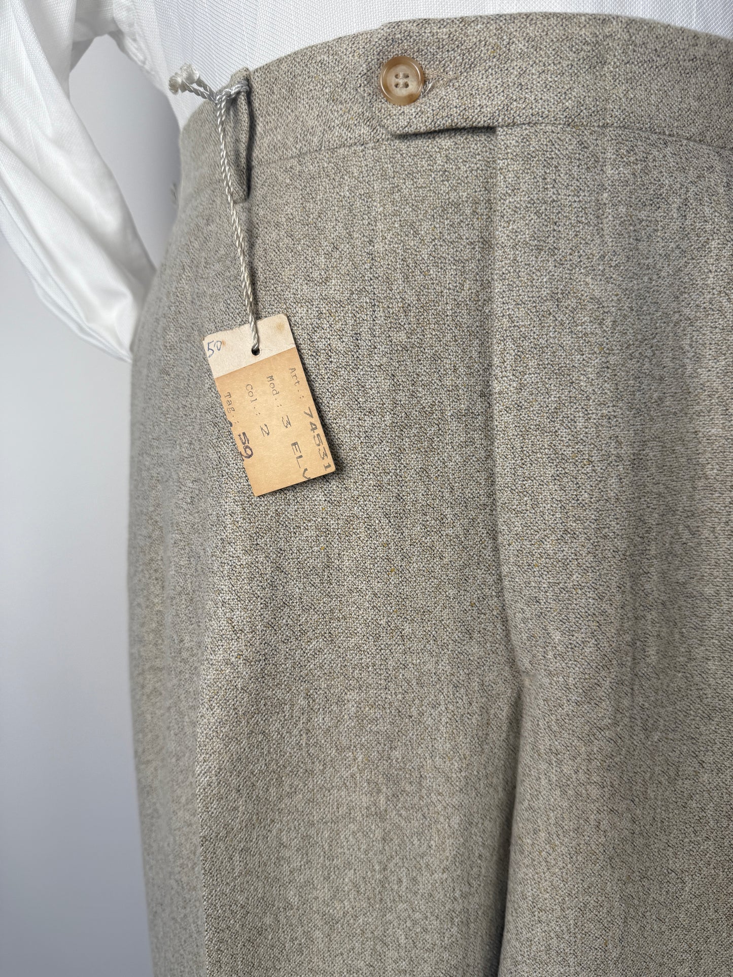 Pantaloni anni ‘80 in lana color panna (NOS) - tg. 50/52