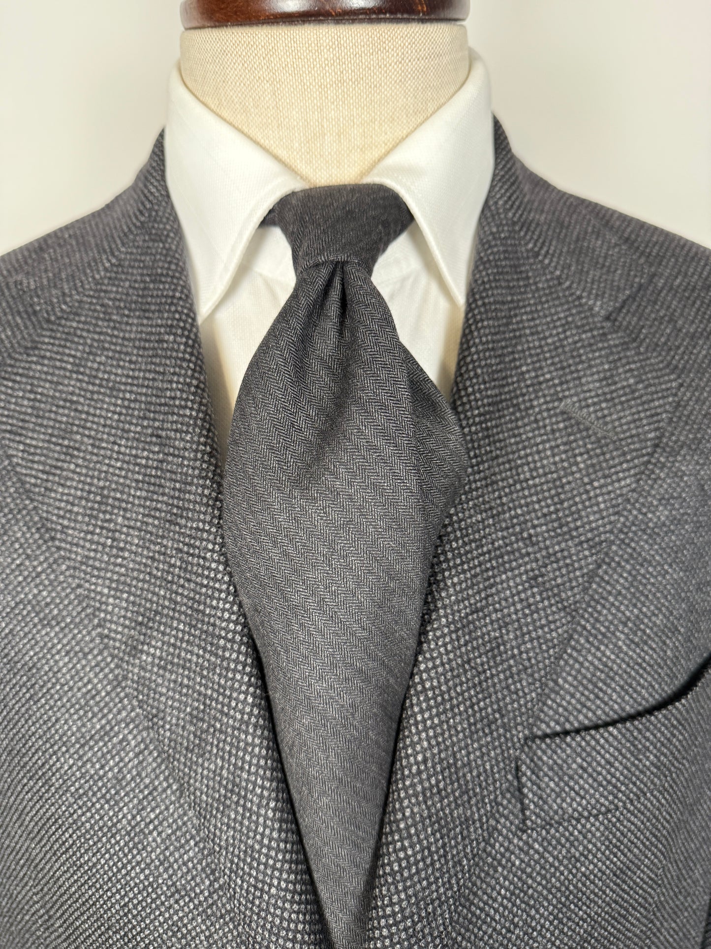 Cravatta napoletana in lana herringbone