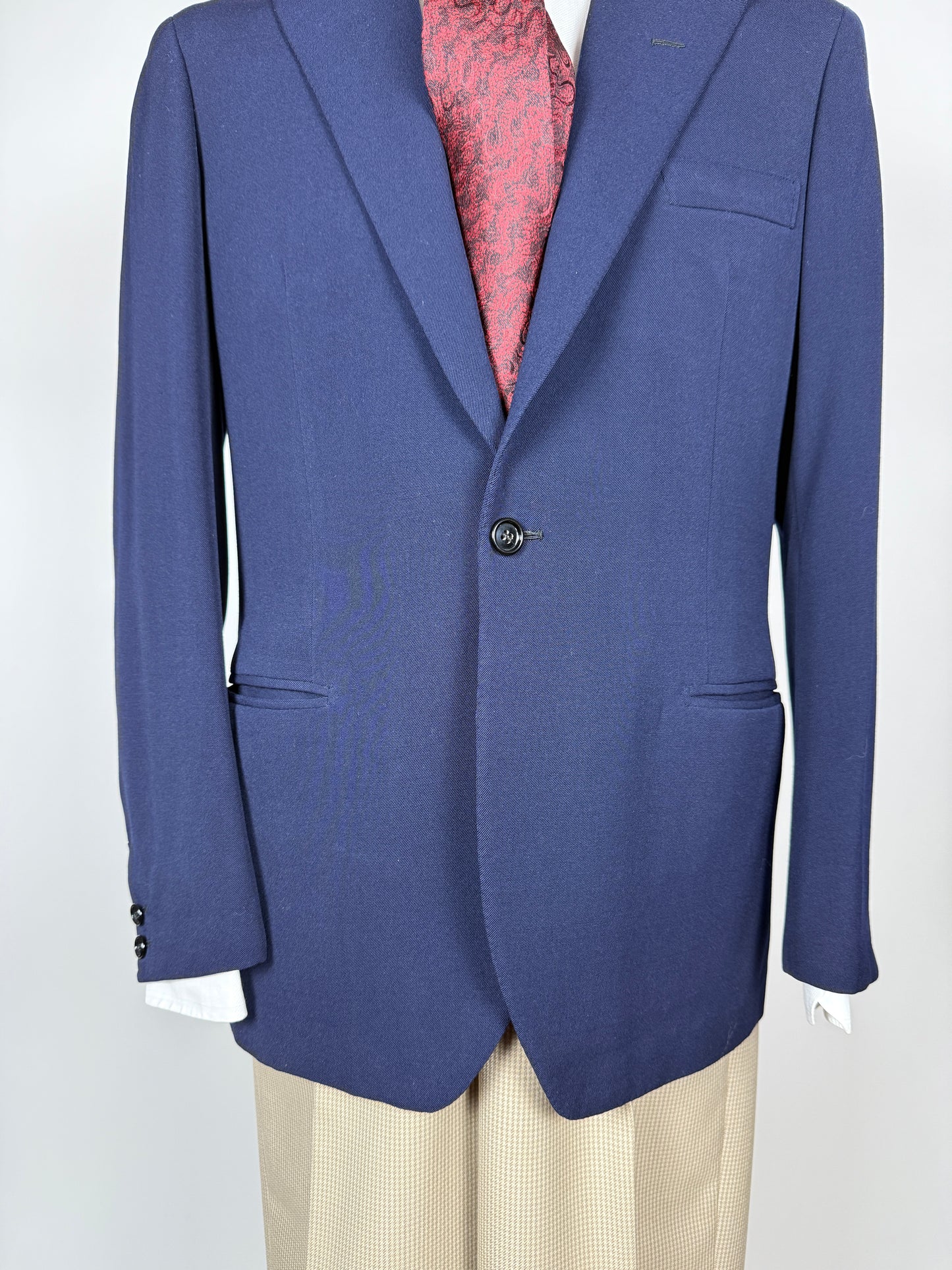 Giacca sartoriale anni ‘50/‘60 flanella pettinata mono bottone e revers lancia - tg. 48/50