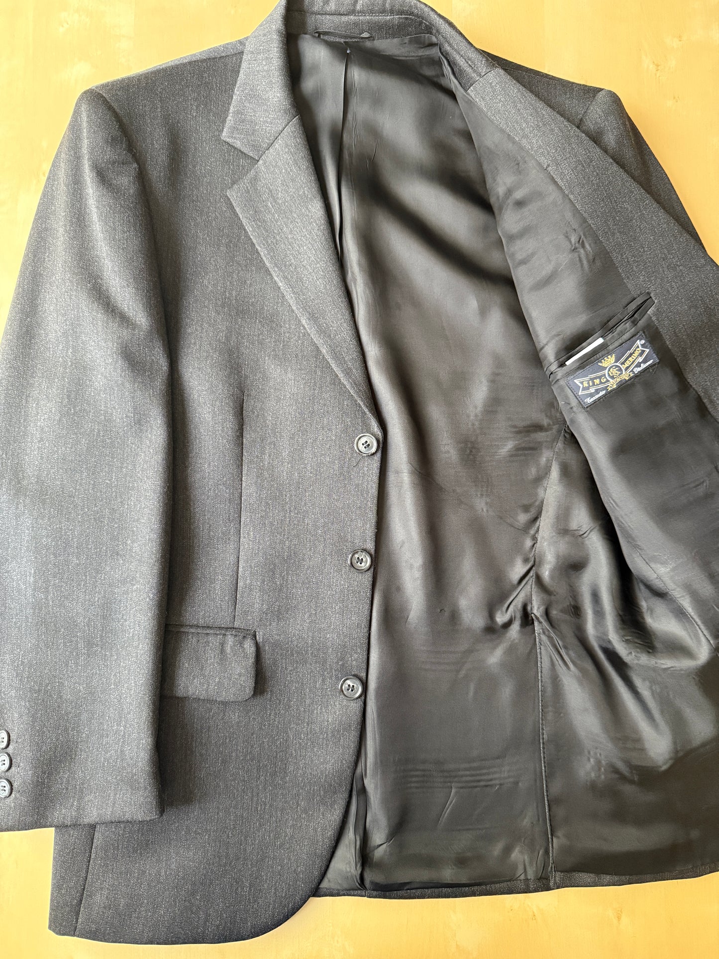 Completo 3 pezzi anni '90 in flanella grigio antracite - tg. 46/48