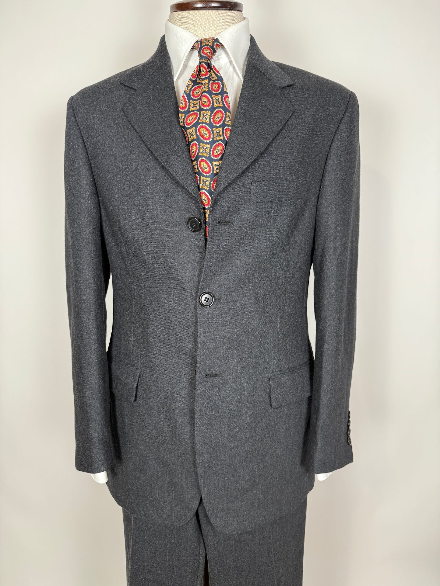 Completo Missoni anni ‘90 in flanella grigio antracite - tg. 48/50