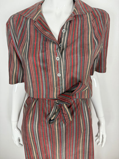 Abito chemisier in seta Saint Laurent Rive Gauche anni ‘70/‘80 - tg. M/L