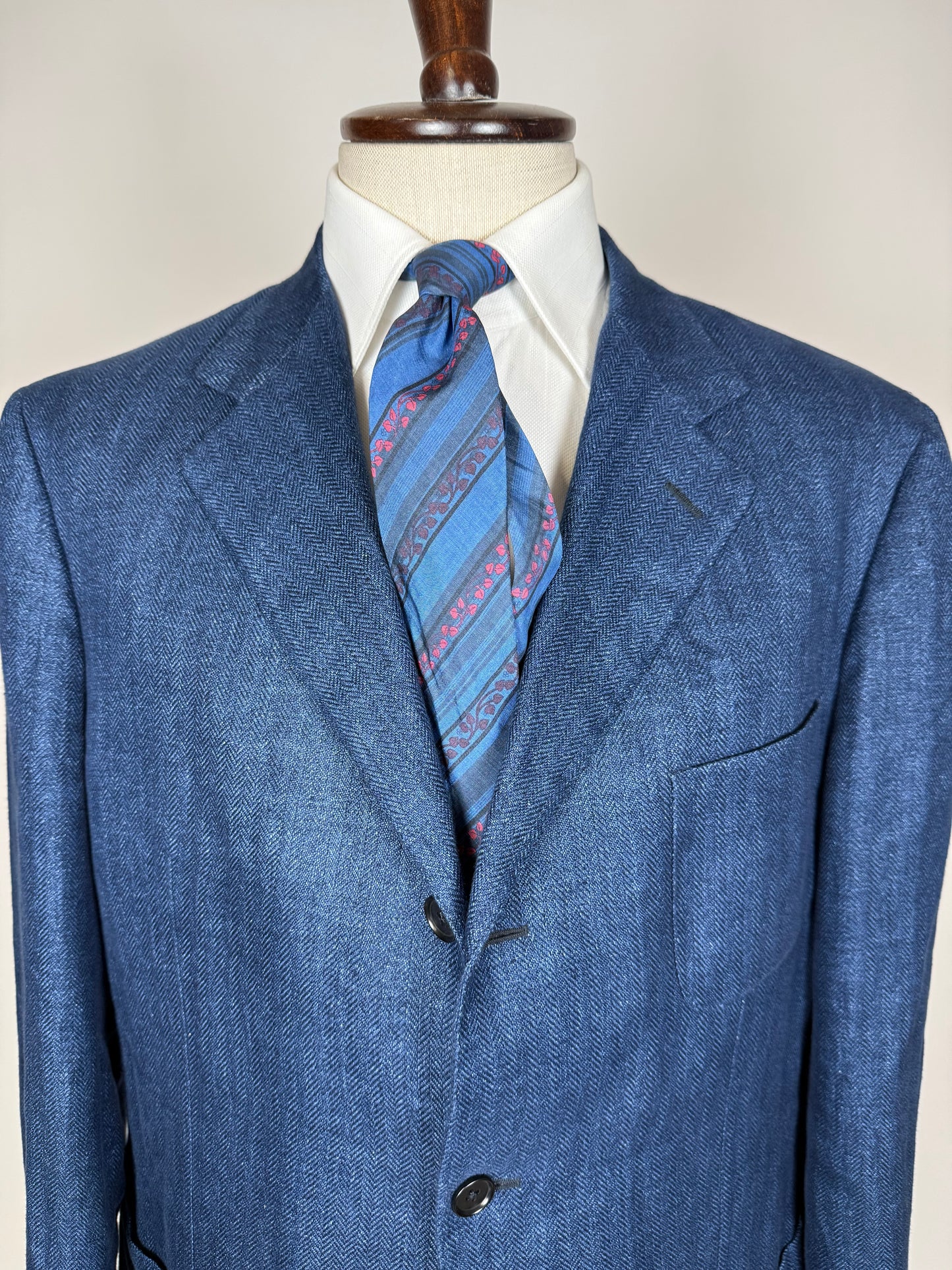Giacca Isaia in puro lino spigato blu china - tg. 56