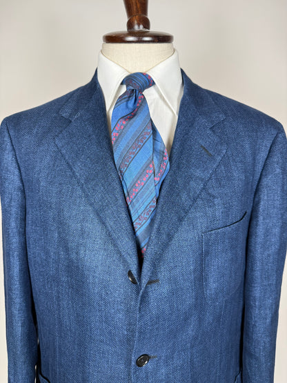 Giacca Isaia in puro lino spigato blu china - tg. 56