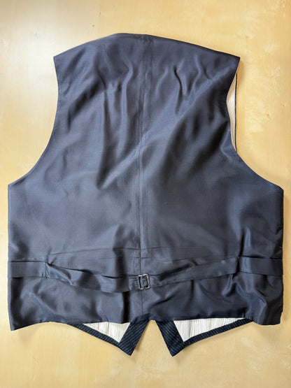 Completo 3 pezzi anni ‘60 sartoriale flanella antracite gessato - tg. 50