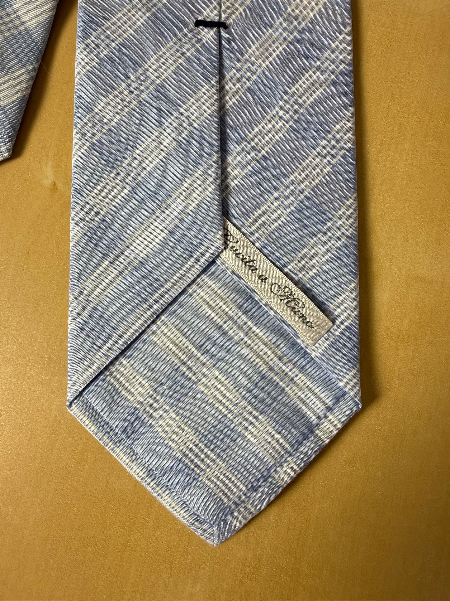Cravatta napoletana 100% cotone a quadri turchese (nuova)