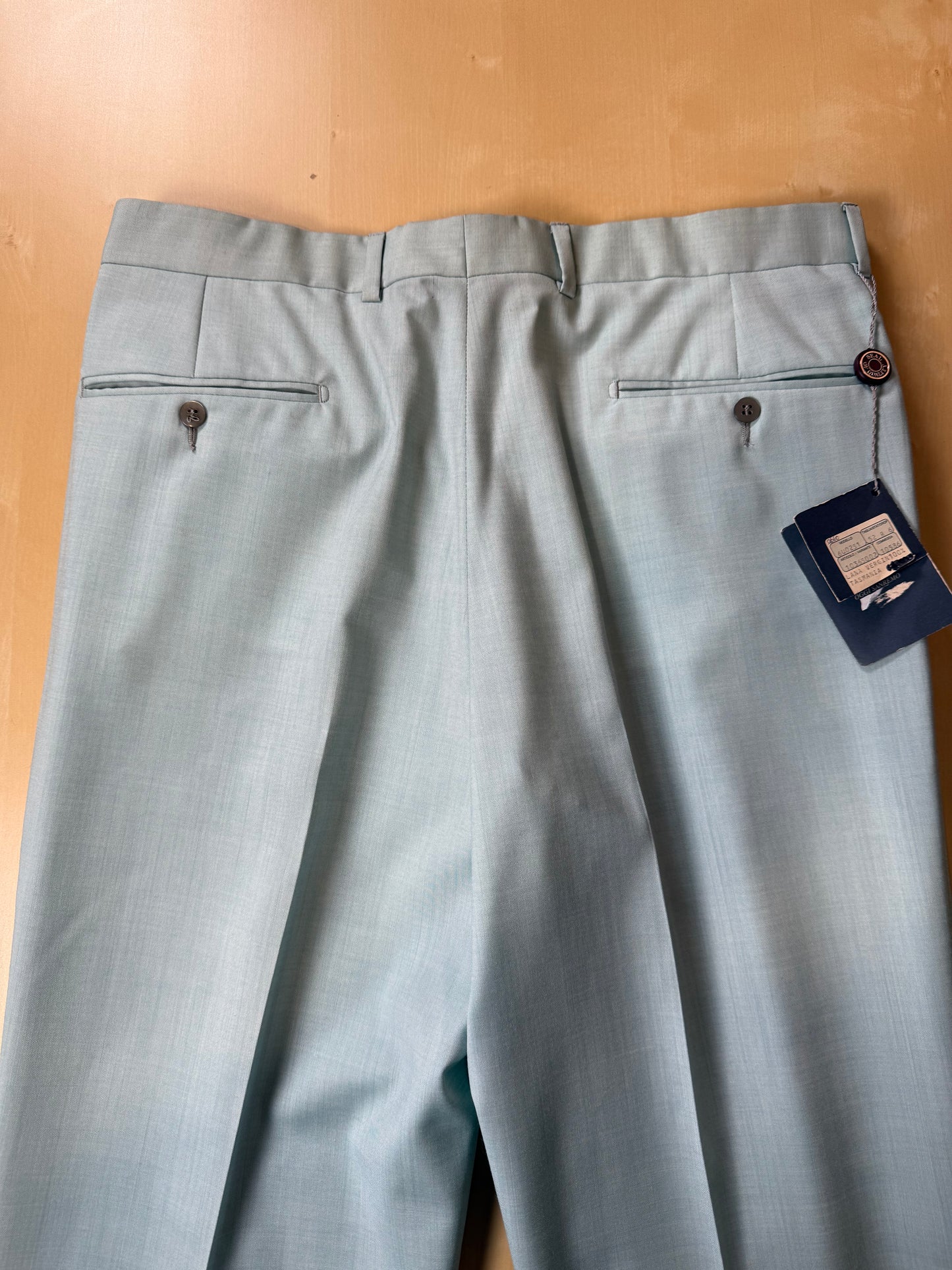 Pantaloni fresco lana turchese anni ‘80 (NOS) - tg. 50/52