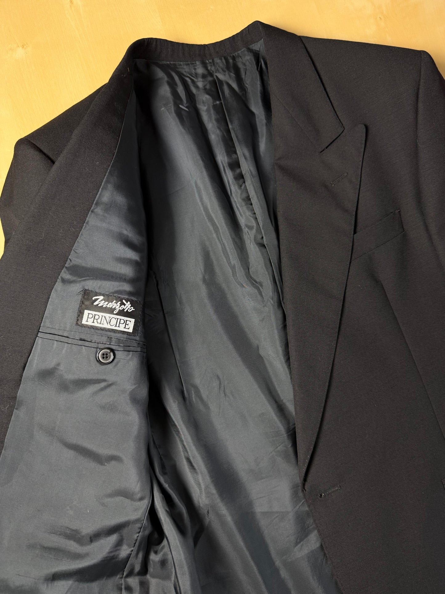Giacca fresco lana blu mono bottone revers a lancia - tg. 50/52 corta
