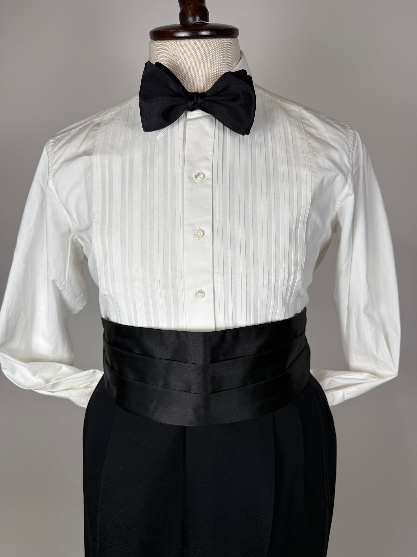 Camicia da smoking anni ‘70/‘80 con sparato plissettato - M collo 40