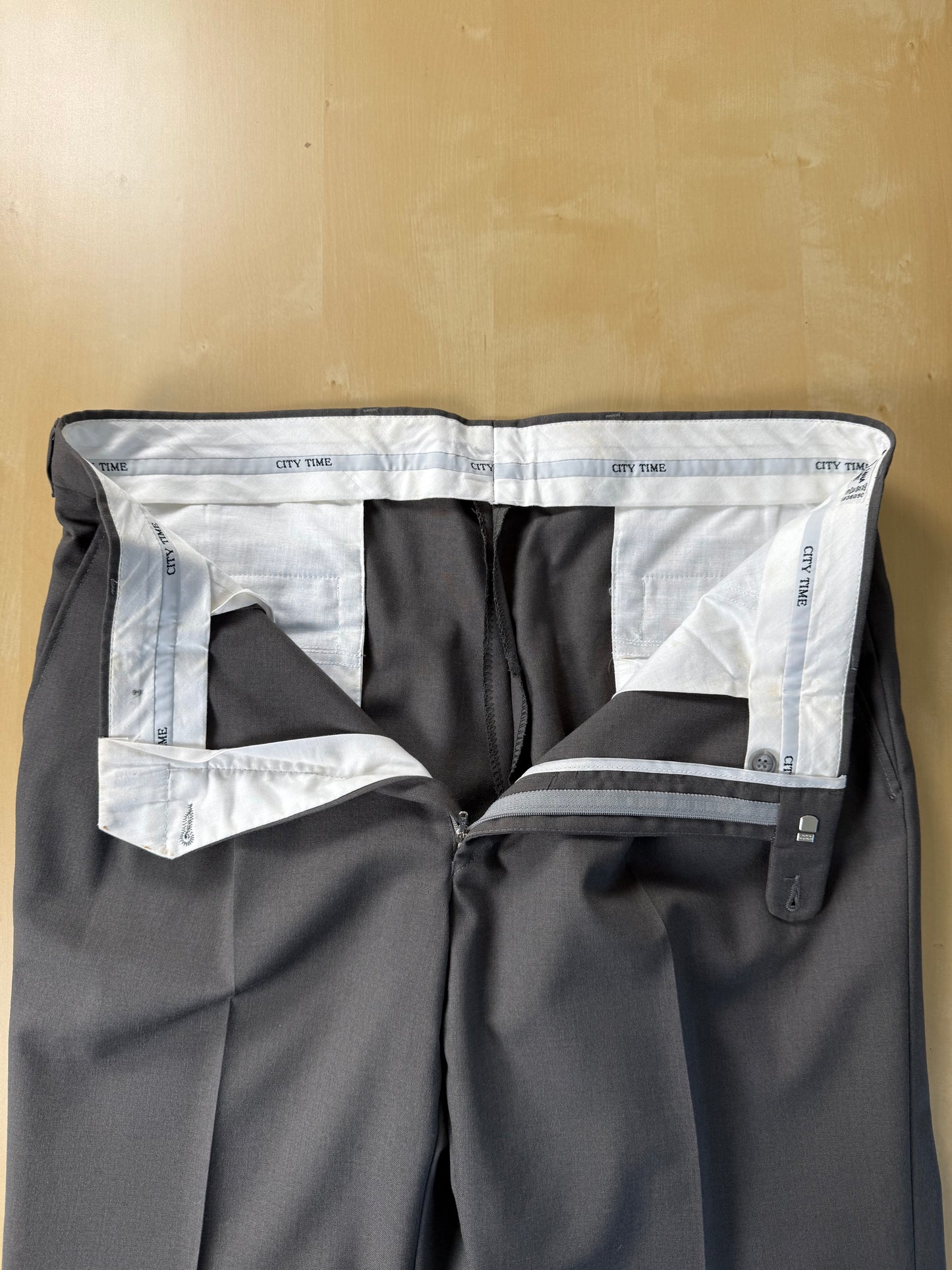 Pantaloni fresco lana grigio petrolio anni '80 (NOS) - tg. 52