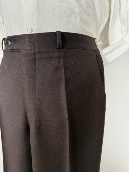 Completo 3 pezzi anni ‘70 a zampa in flanella marrone - tg. 44/46