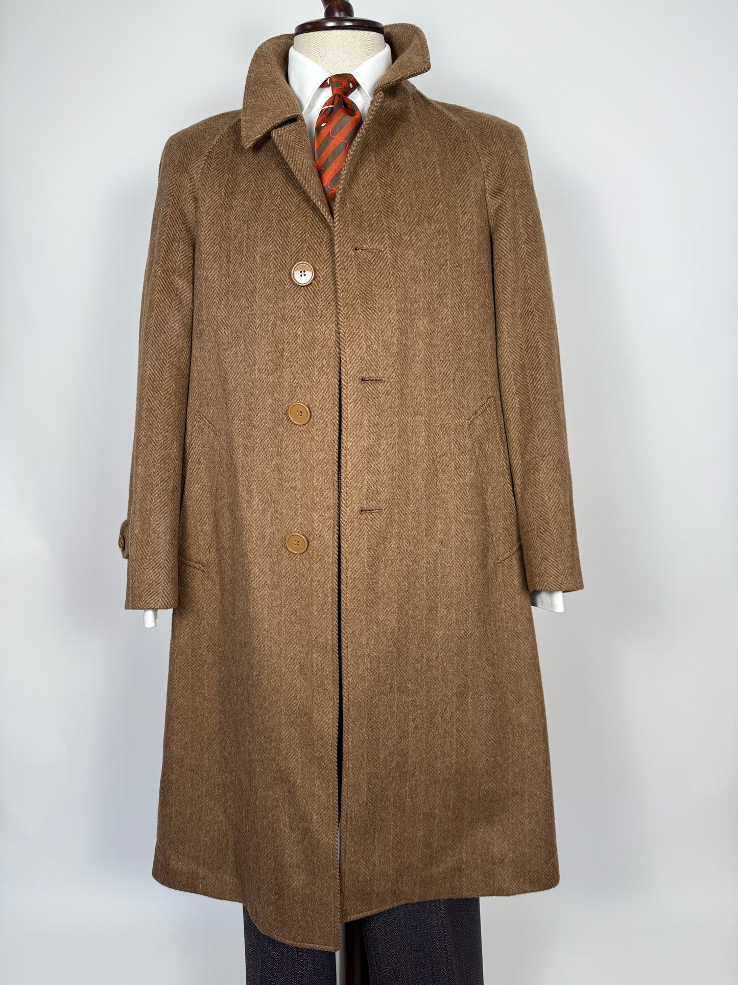 Cappotto raglan anni ‘70/‘80 marrone spigato - tg. 44-48