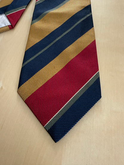 Cravatta regimental rosso giallo e navy