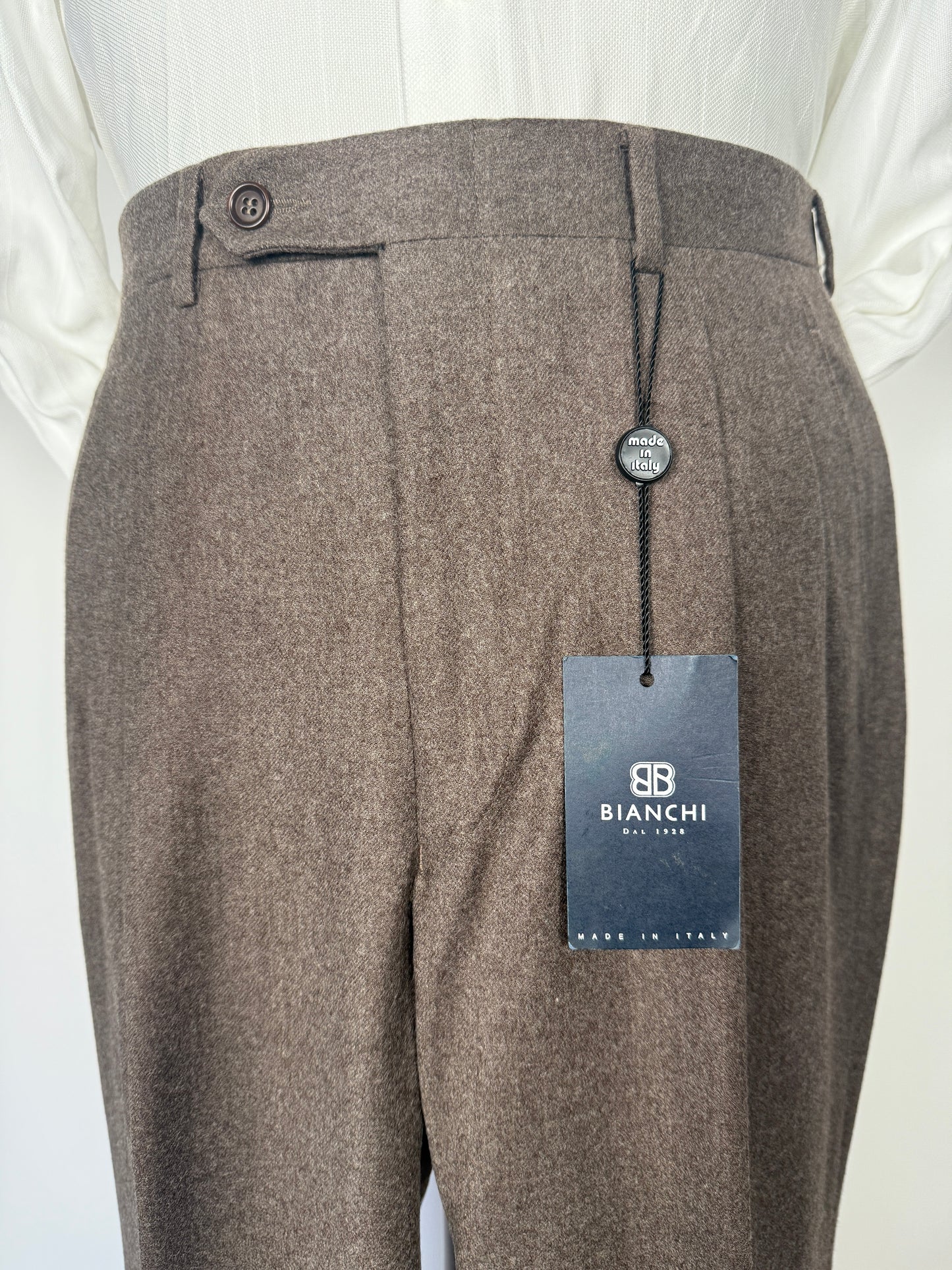 Pantaloni anni ‘90 in flanella marrone chiaro (NOS) - tg. 48/50