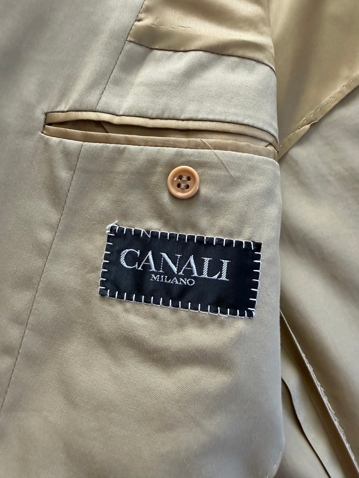 Completo Canali anni '90 twill di cotone beige - tg. 50