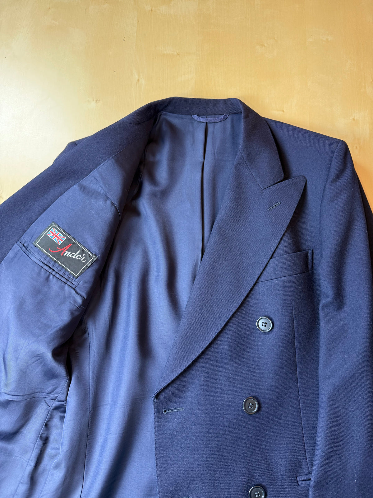 Completo doppiopetto anni '70 flanella blu - tg. 46
