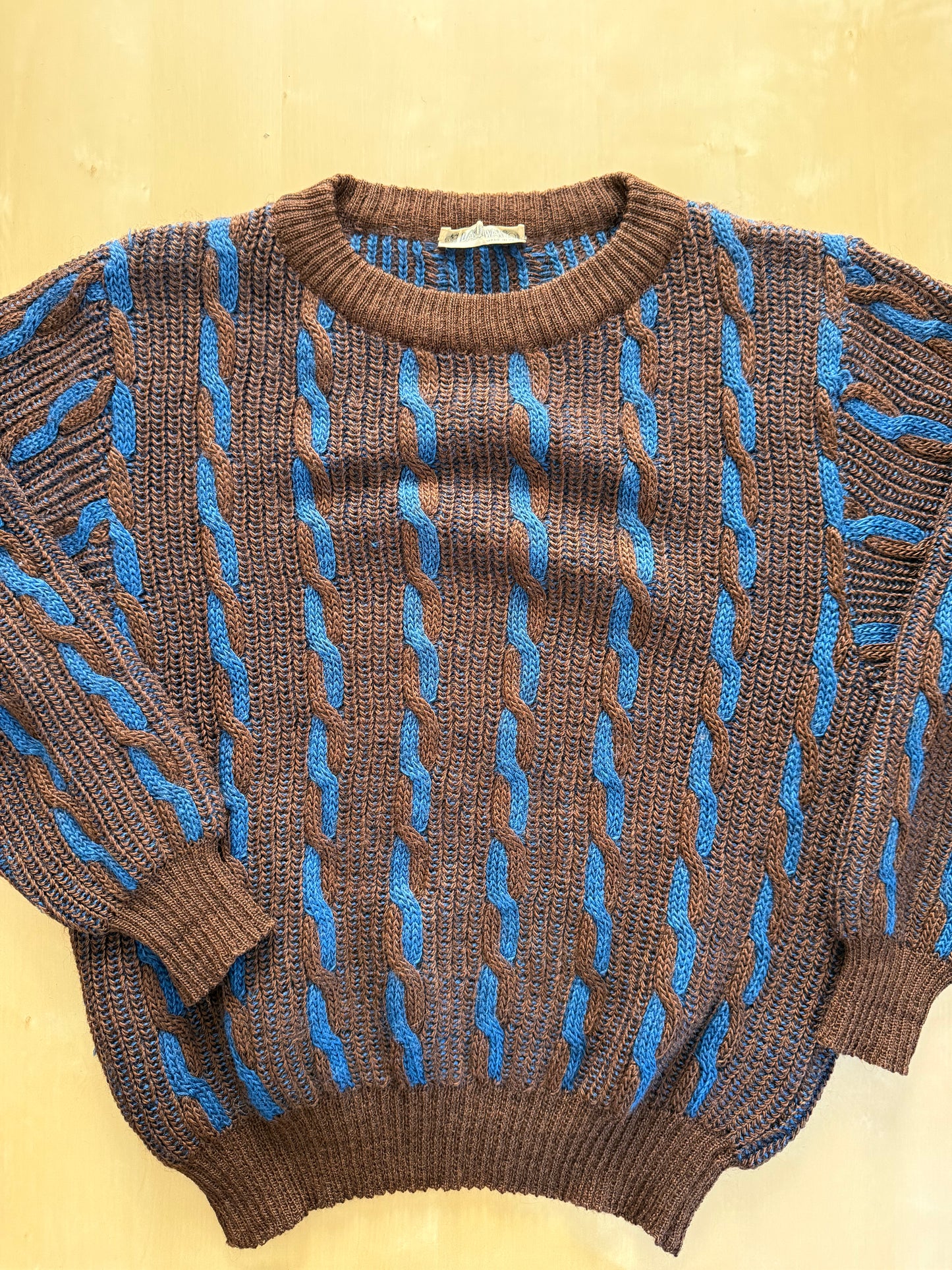 Maglione vintage a trecce in lana e mohair - L