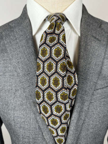 Cravatta vintage in lana fantasia esagoni