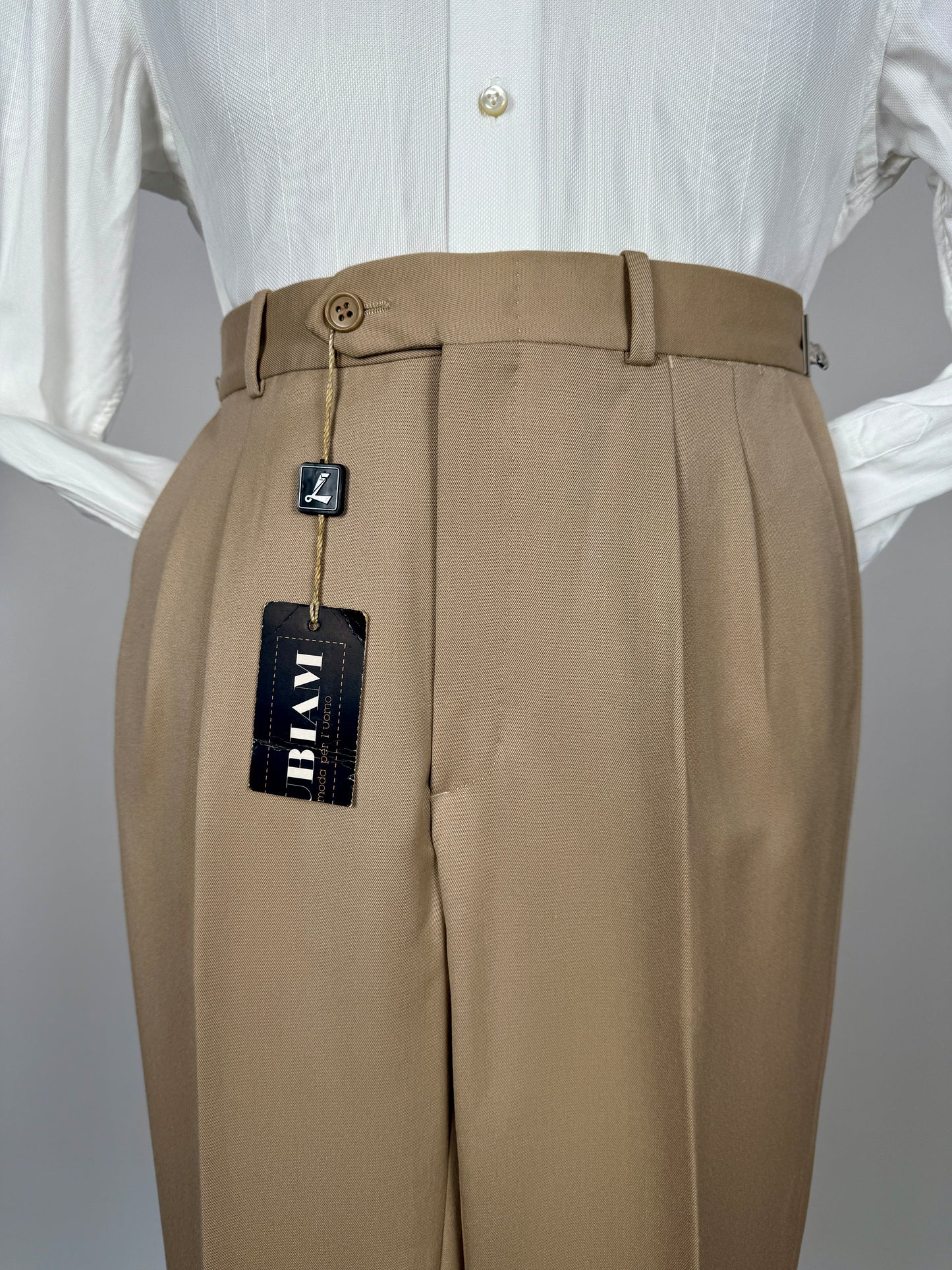 Pantaloni anni ‘80 twill pettinato beige (NOS) - tg. 44