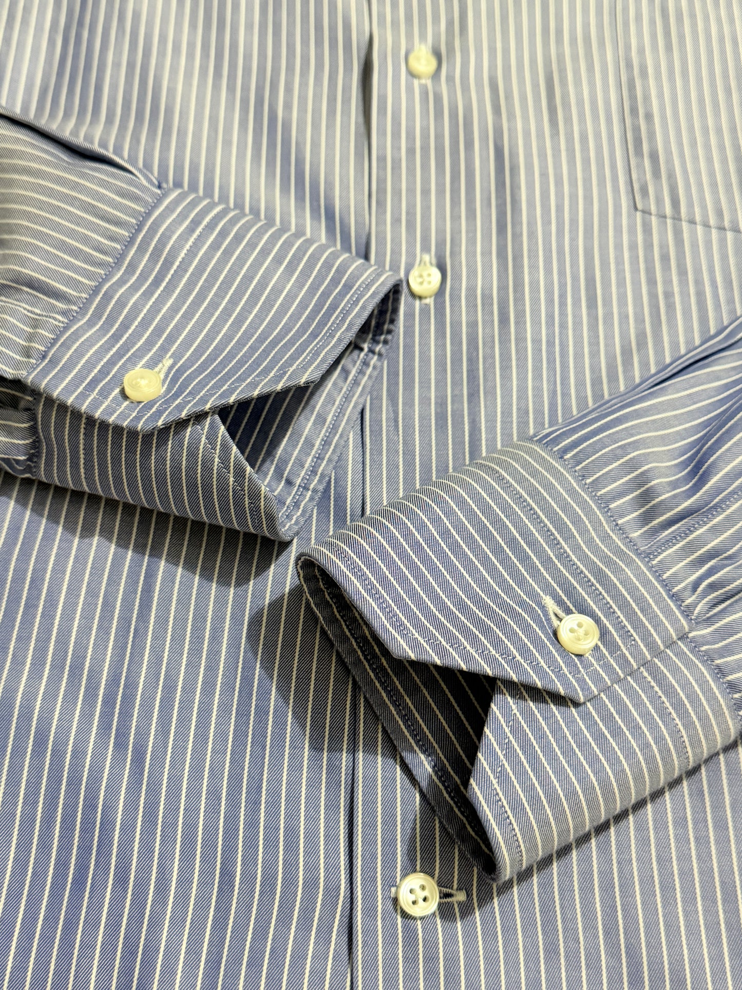 Camicia Ermenegildo Zegna Gritti blu riga in twill ritorto - L collo 42