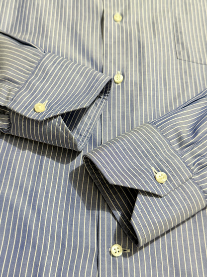 Camicia Ermenegildo Zegna Gritti blu riga in twill ritorto - L collo 42