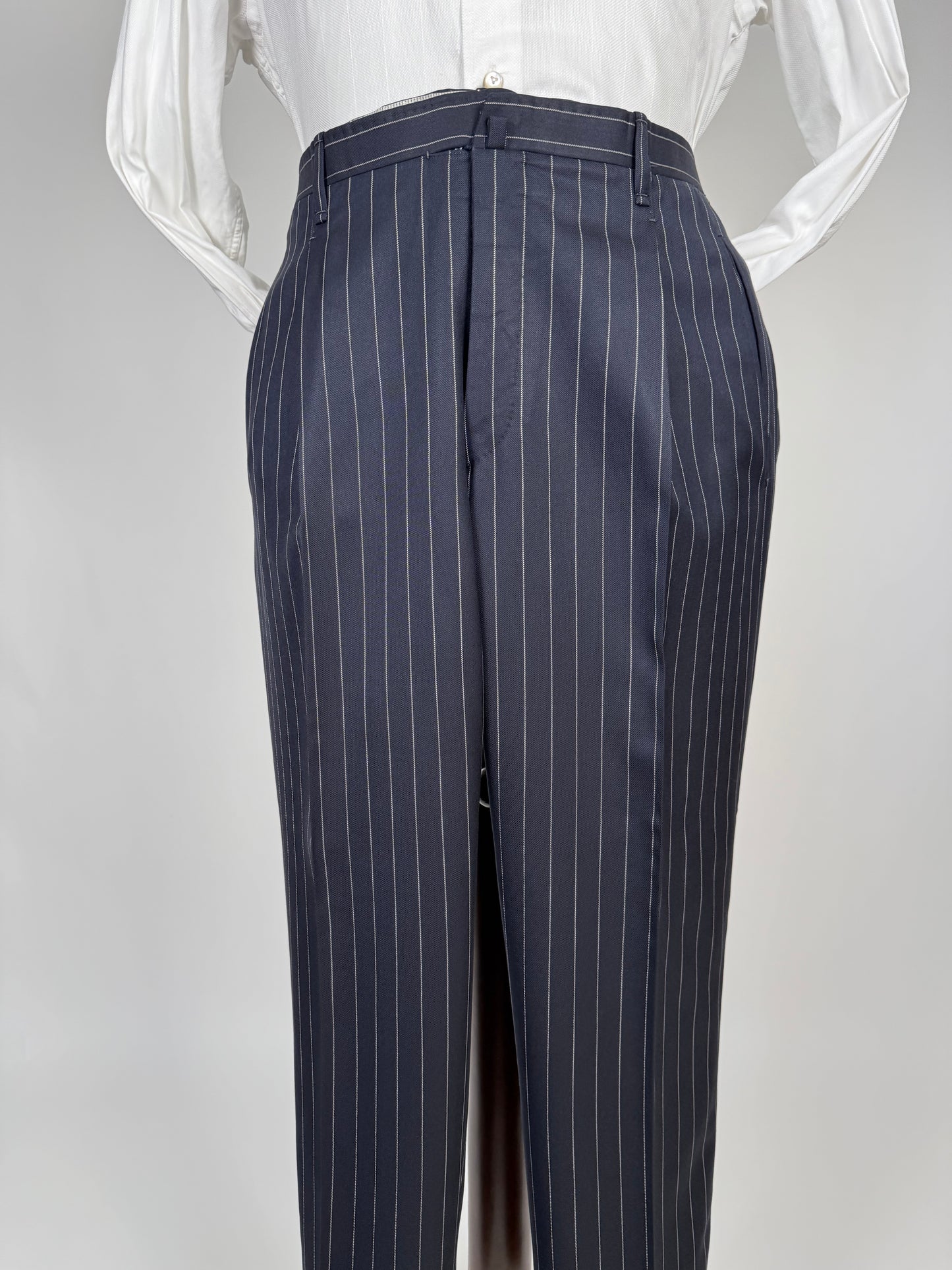 Completo sartoriale flanella pettinata blu gessato - tg. 56 drop 0-2