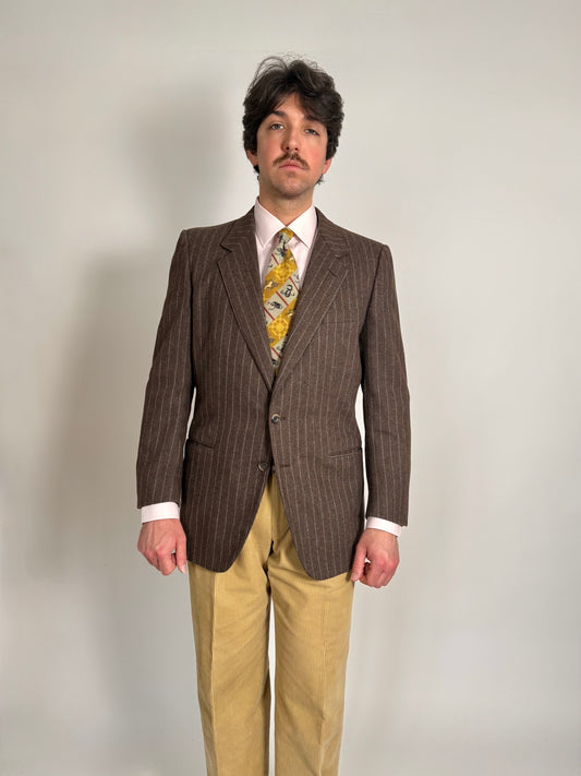 Giacca Ermenegildo Zegna anni ‘80 flanella marrone gessato - tg. 50