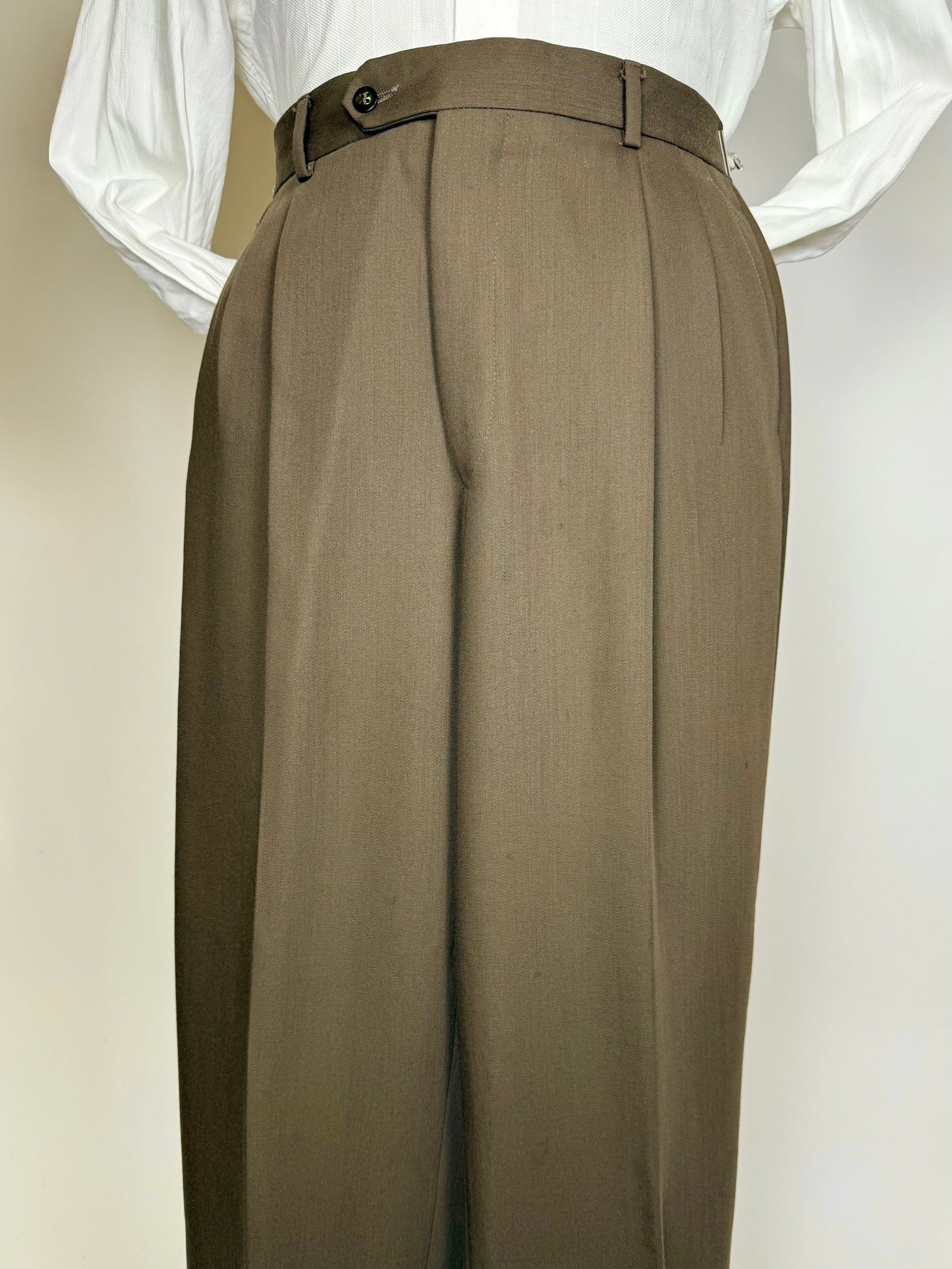 Pantaloni lana pettinata verde cachi - tg. 48