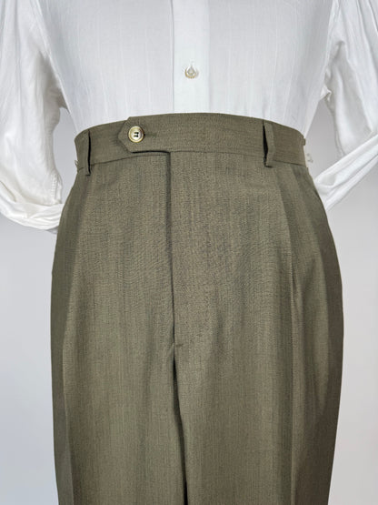 Pantaloni fresco lana verde oliva anni '80 (NOS) - tg. 50