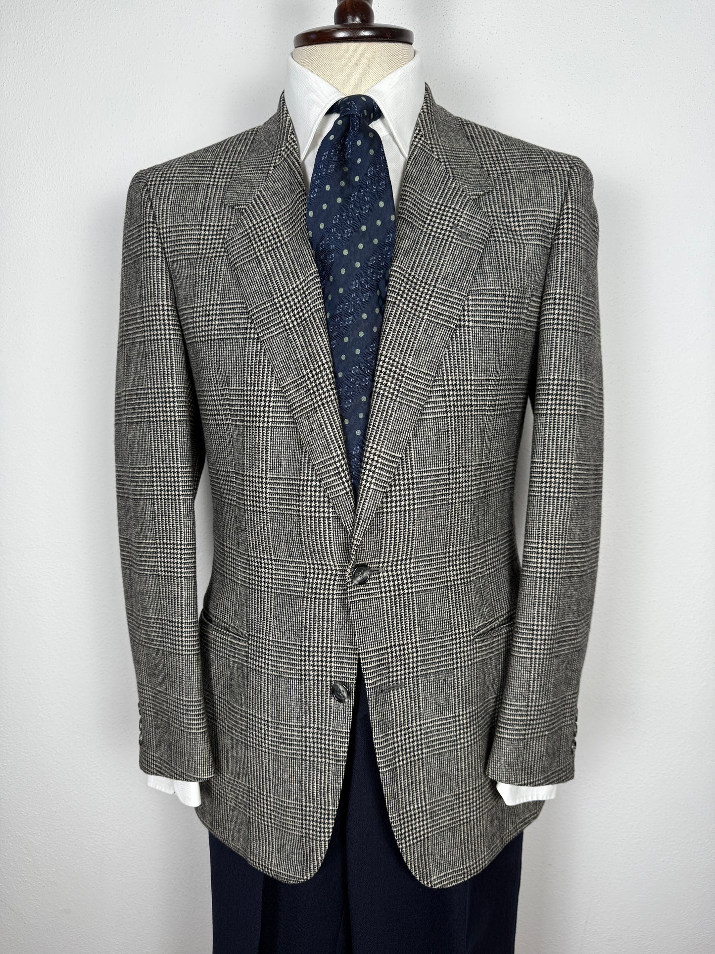 Giacca anni ‘70/‘80 in flanella principe di Galles scozzese - tg. 46