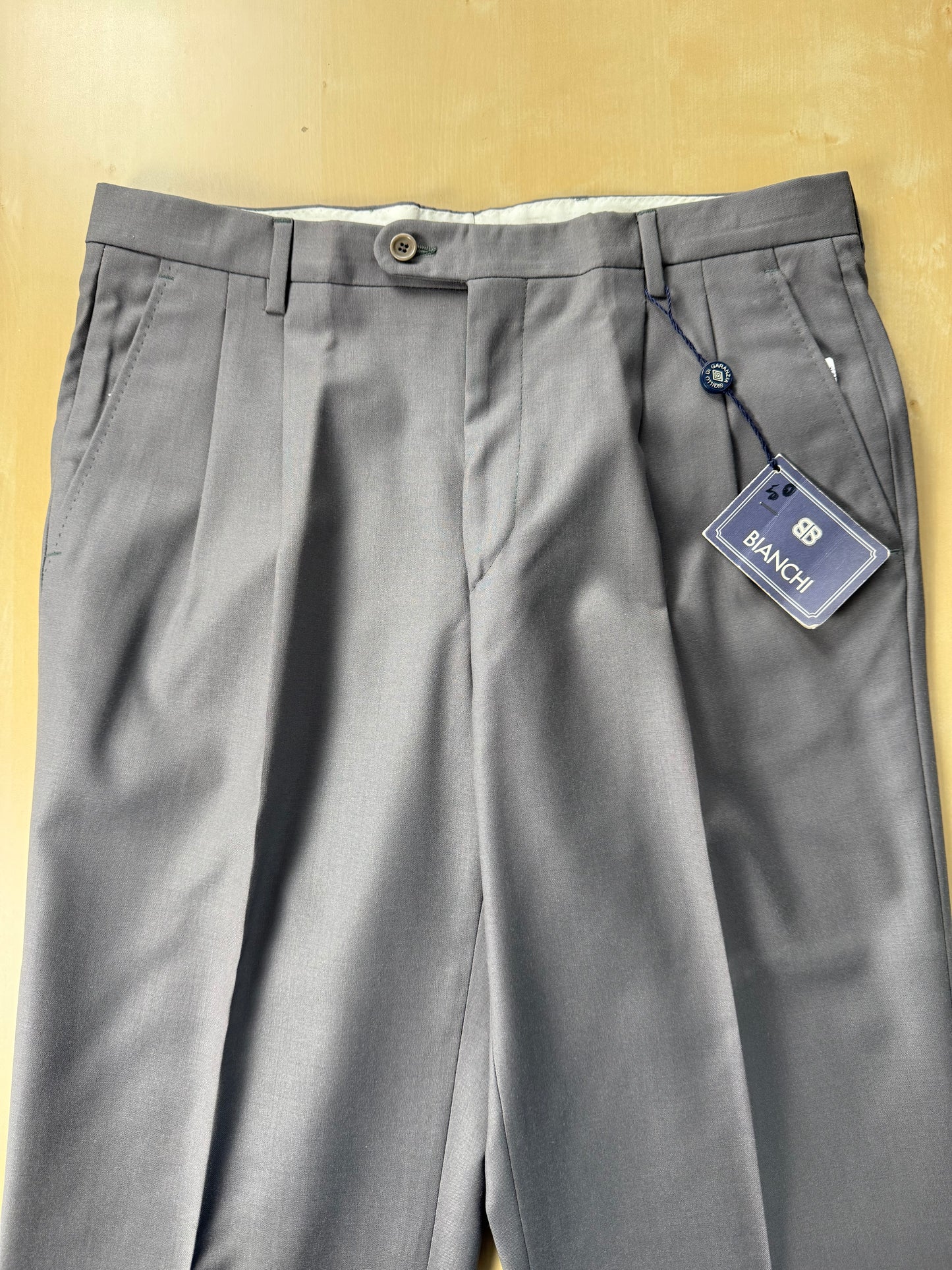 Pantaloni fresco lana grigio-verde petrolio anni ‘80 (NOS) - tg. 50