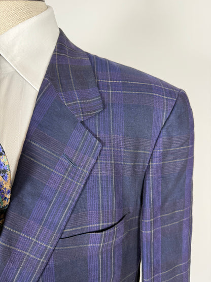 Giacca in lino tartan viola anni '80 - tg. 52
