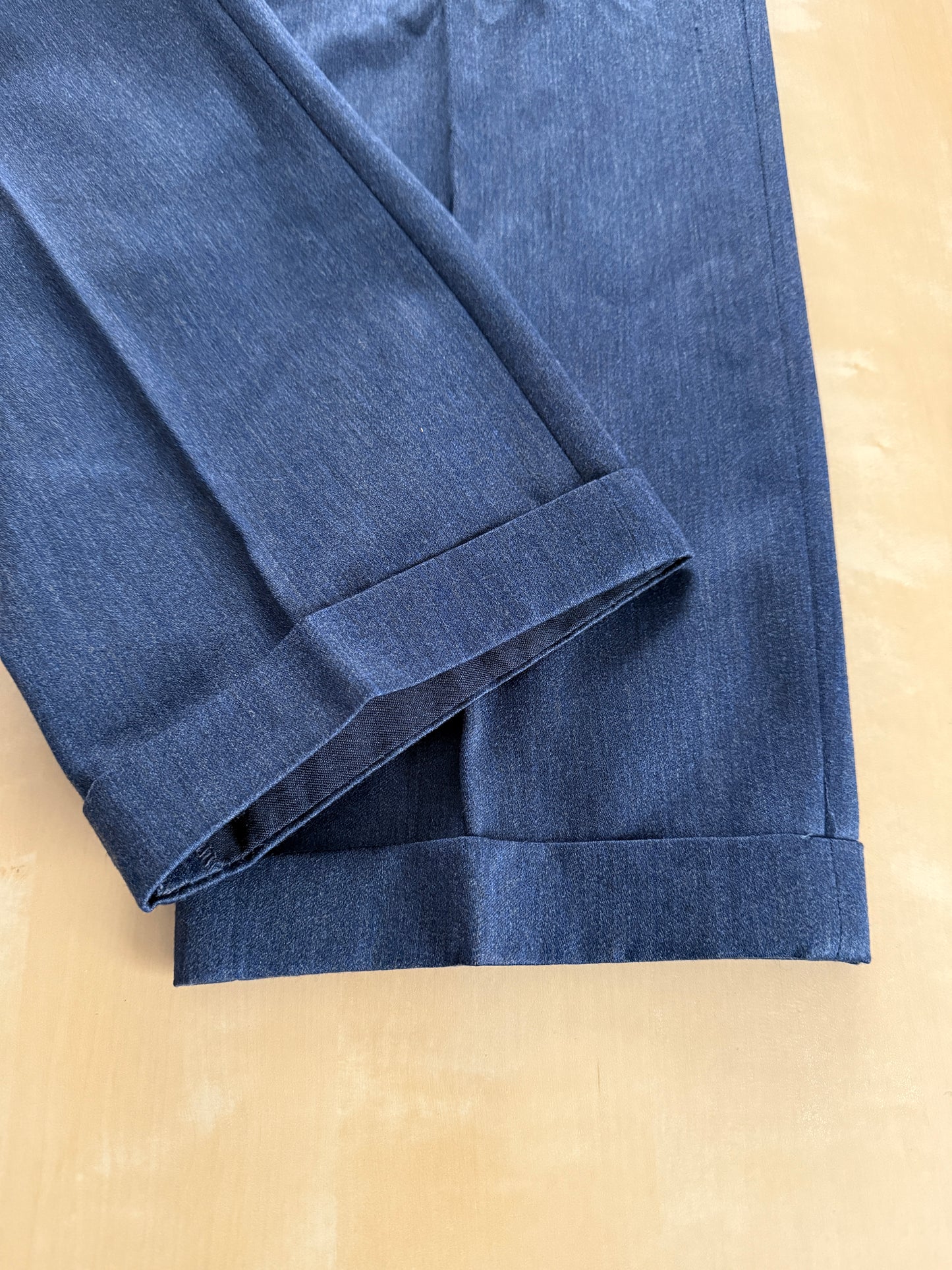 Pantaloni anni ‘80 flanella pettinata blu mélange - tg. 52