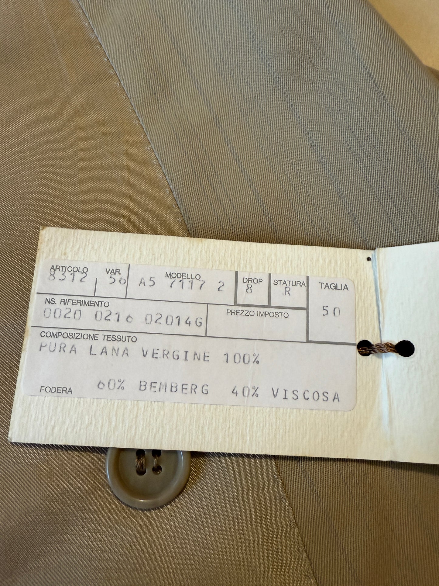 Completo doppiopetto Forall anni '70/'80 in twill beige (NOS) - tg.48