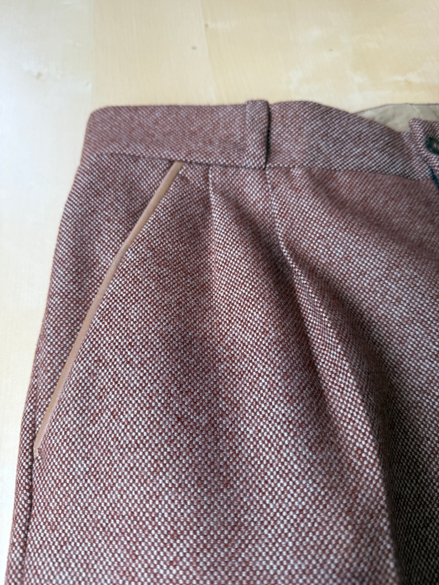 Pantalone sartoriale anni ‘70 in lana pesante rosso ruggine - tg. 44/46